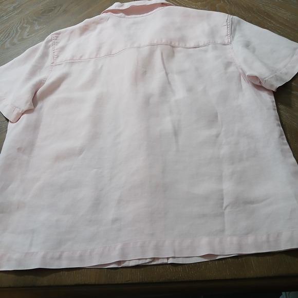 Jamaica Bay Women Shirt 100% Linen Sz L Button Up Short Sleeve Pale Pink - Picture 6 of 12